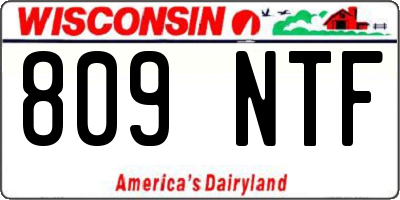 WI license plate 809NTF