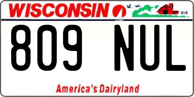 WI license plate 809NUL