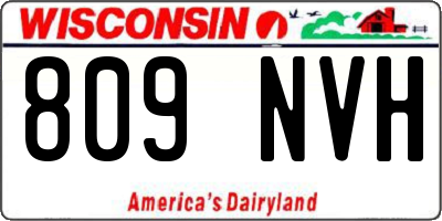 WI license plate 809NVH