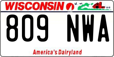 WI license plate 809NWA