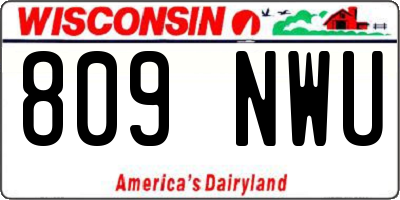 WI license plate 809NWU