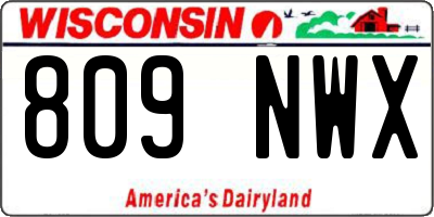 WI license plate 809NWX