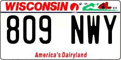 WI license plate 809NWY