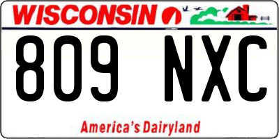 WI license plate 809NXC