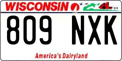WI license plate 809NXK