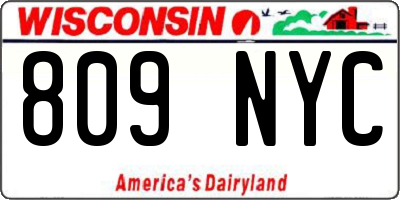 WI license plate 809NYC
