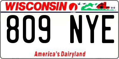 WI license plate 809NYE