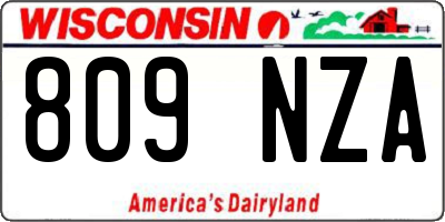 WI license plate 809NZA