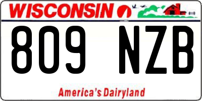 WI license plate 809NZB