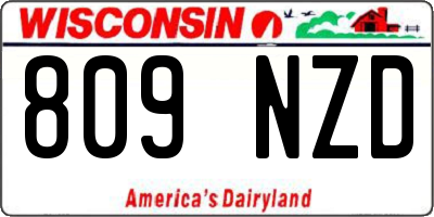 WI license plate 809NZD