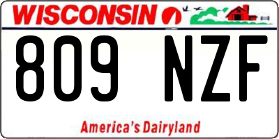 WI license plate 809NZF