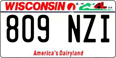WI license plate 809NZI
