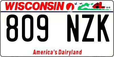 WI license plate 809NZK