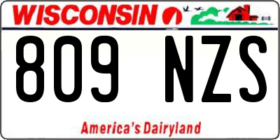 WI license plate 809NZS