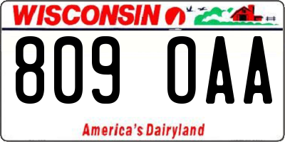 WI license plate 809OAA