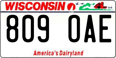 WI license plate 809OAE