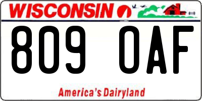 WI license plate 809OAF