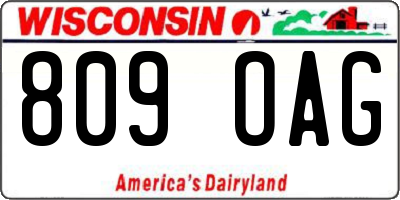 WI license plate 809OAG
