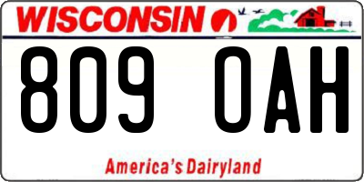 WI license plate 809OAH