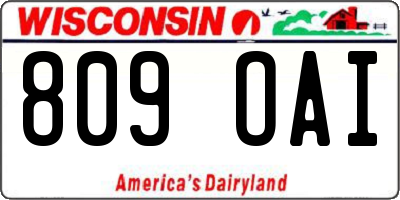 WI license plate 809OAI