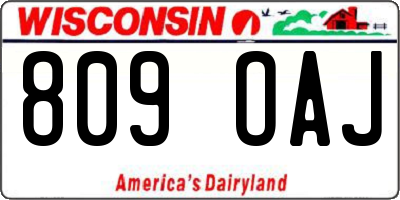 WI license plate 809OAJ