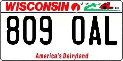 WI license plate 809OAL