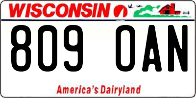 WI license plate 809OAN
