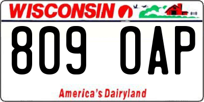 WI license plate 809OAP