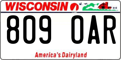 WI license plate 809OAR
