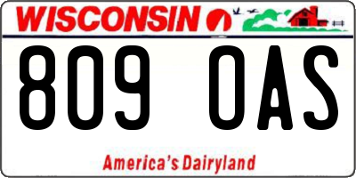WI license plate 809OAS