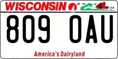 WI license plate 809OAU