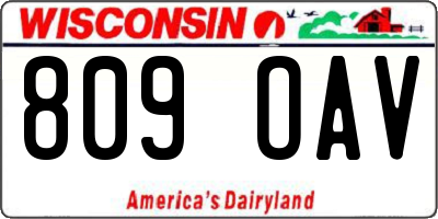 WI license plate 809OAV