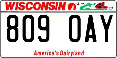 WI license plate 809OAY