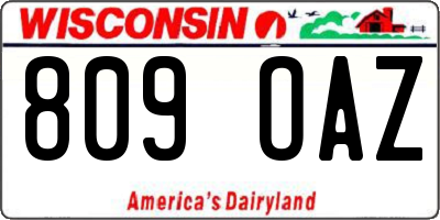 WI license plate 809OAZ