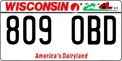 WI license plate 809OBD