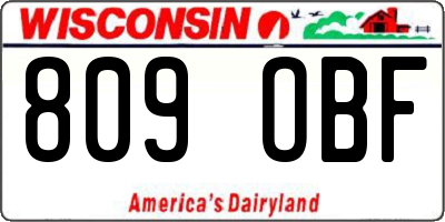 WI license plate 809OBF