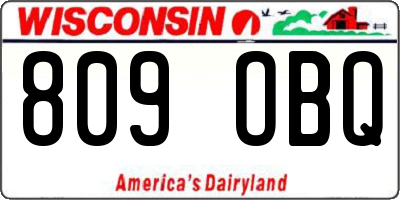 WI license plate 809OBQ