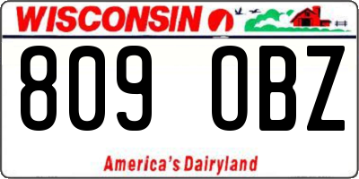 WI license plate 809OBZ