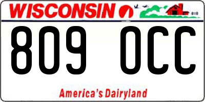 WI license plate 809OCC