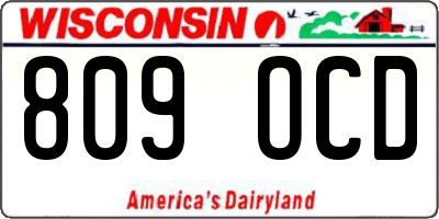 WI license plate 809OCD