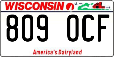WI license plate 809OCF