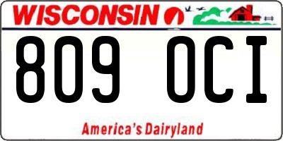 WI license plate 809OCI