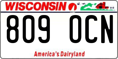 WI license plate 809OCN