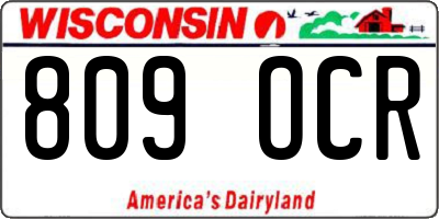 WI license plate 809OCR