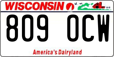 WI license plate 809OCW