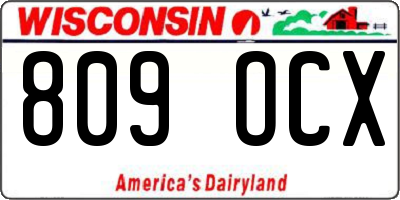 WI license plate 809OCX