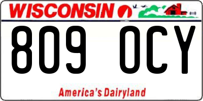 WI license plate 809OCY