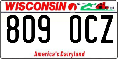 WI license plate 809OCZ