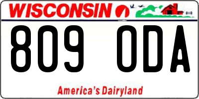 WI license plate 809ODA