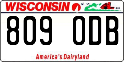 WI license plate 809ODB